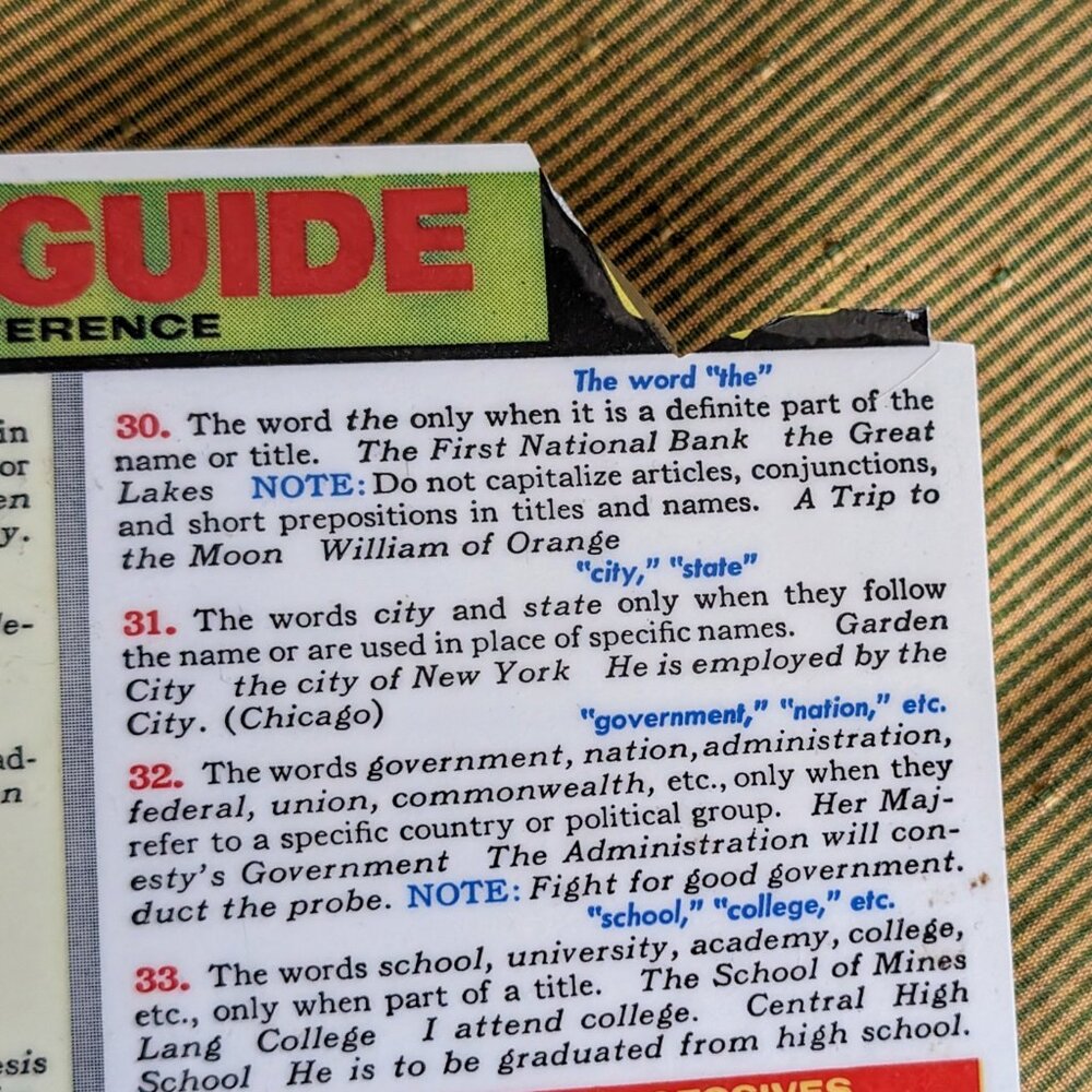 Basic Writing Guide Summary & Instant Reference Data Guide Plastic Quick Chart - Picture 2 of 4